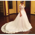 2016 vestido де noiva князья кружева свадебное платье аппликация с длинным рукавом Паффи свадебные платья CWF2329